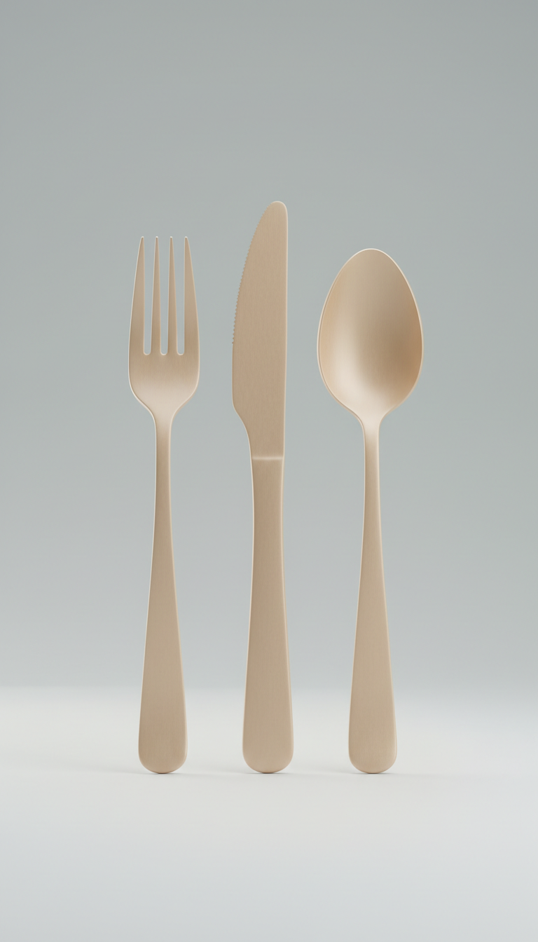 Set de couverts en métal brossé beige blé
