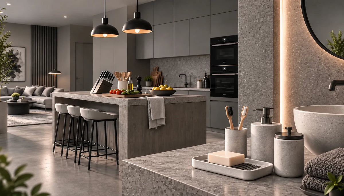 Cuisine moderne et accessoires de salle de bain en diatomite – le design utile au quotidien AZS