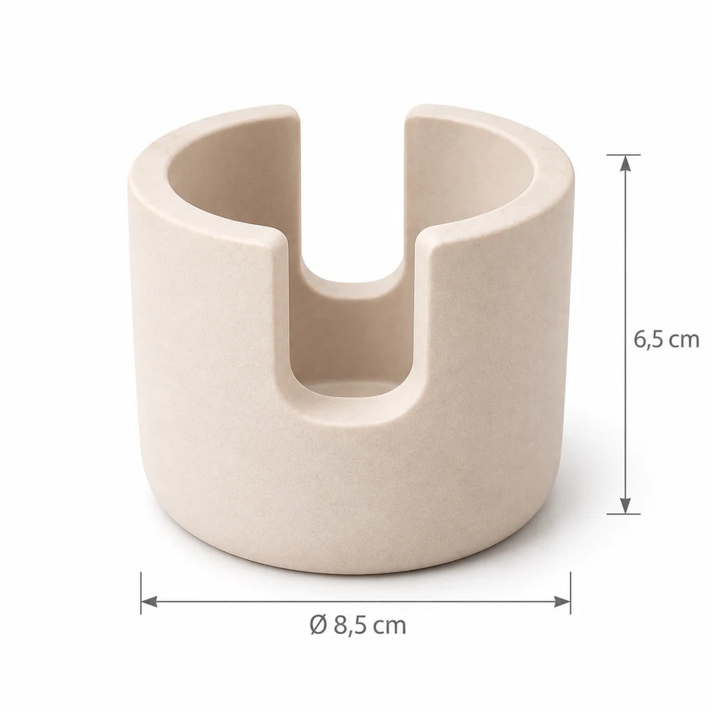 Porte-éponge en diatomite beige, diamètre 8,5 cm et hauteur 6,5 cm
