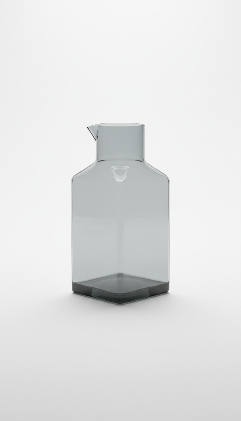 Carafe minimaliste en verre gris nuage