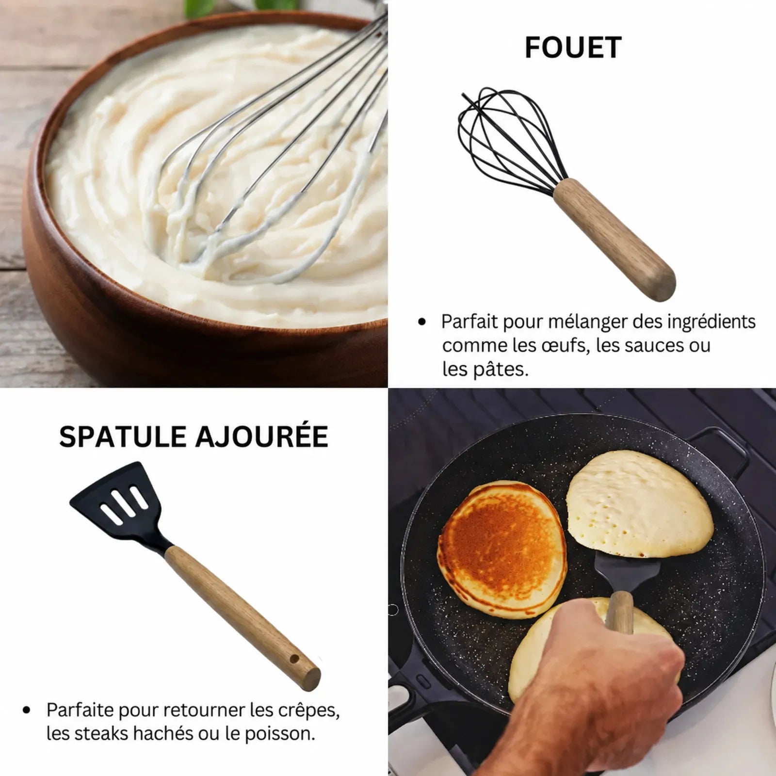 Fouet et spatule ajourée du set de cuisine Eisenbach A0022