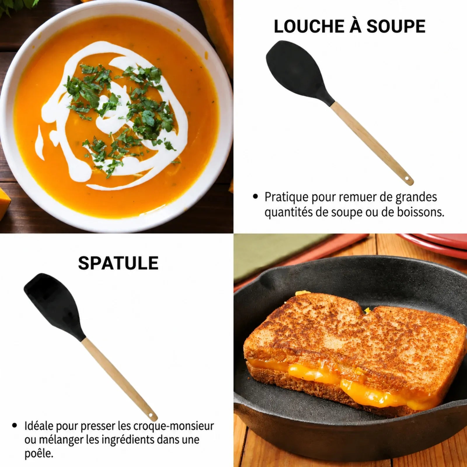 Louche à soupe et spatule du set d'ustensiles Eisenbach A0022