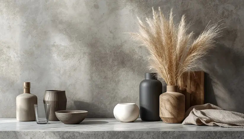 Composition de matériaux pour la maison en acier, verre, céramique et bois clair