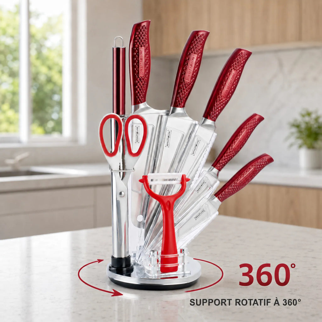 Set de couteaux Royalty Line RL-KSS530 avec support rotatif à 360 degrés